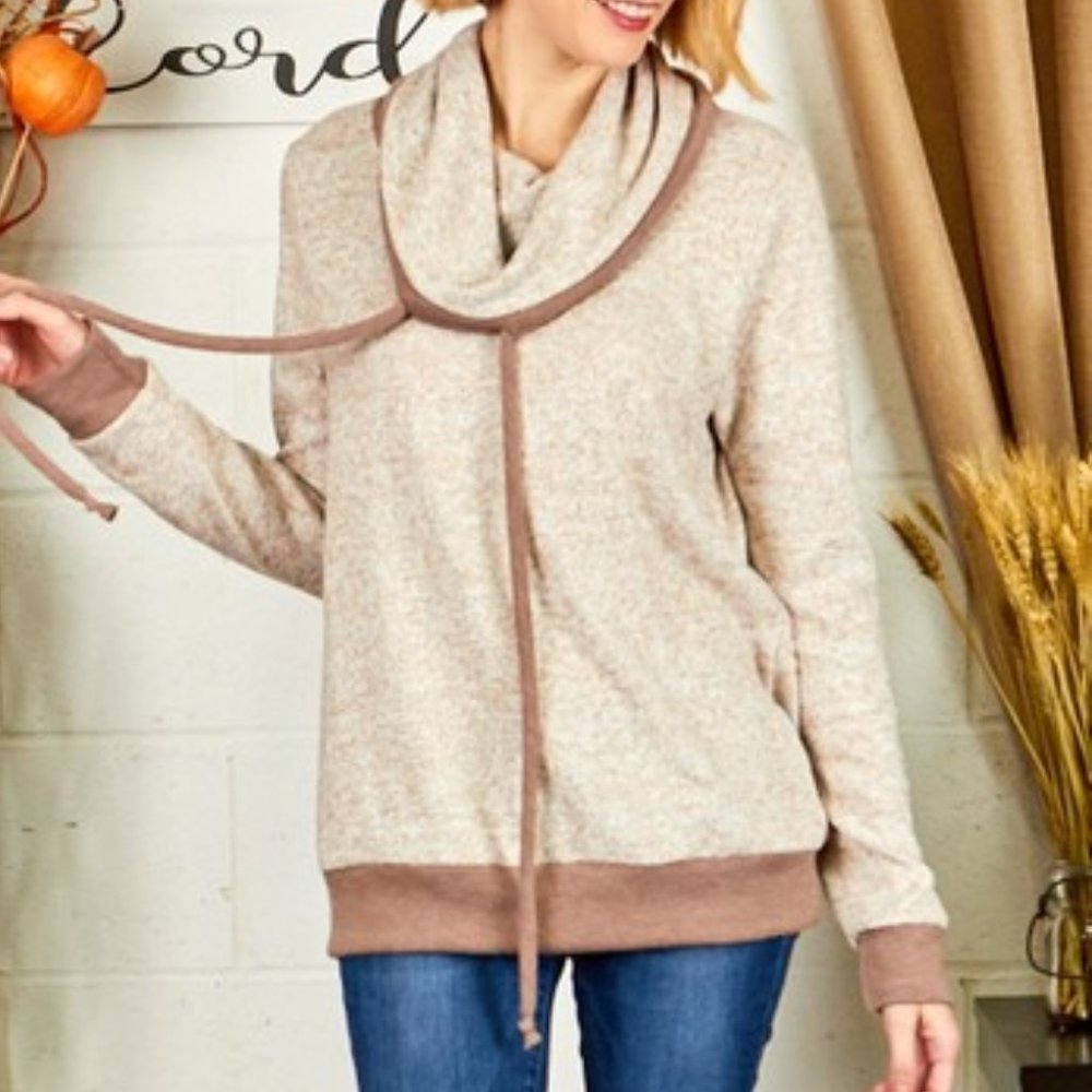Casual Cowl Neck Tunic Top